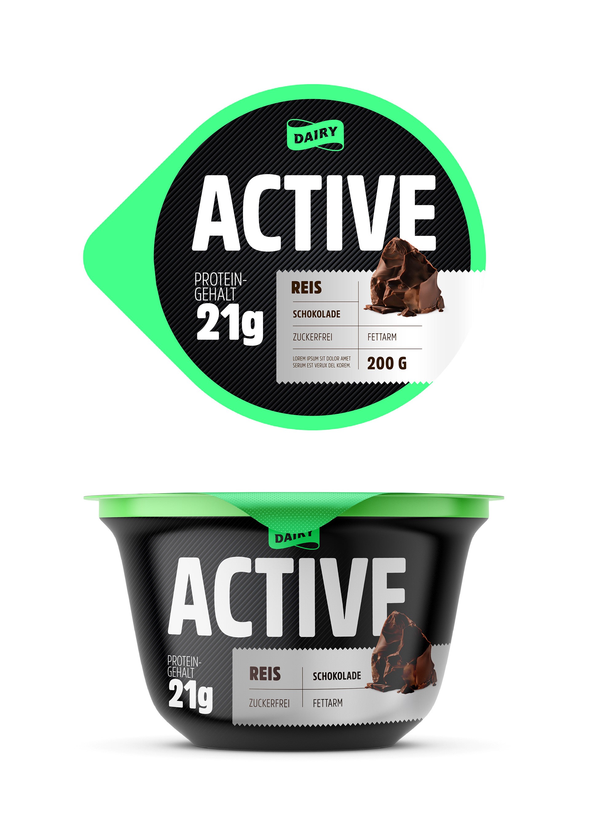 Packaging Design für die Protein Food Linie – lautes, selbstbewusstes Verpackungsdesign mit moderner Typografie und klarer Struktur