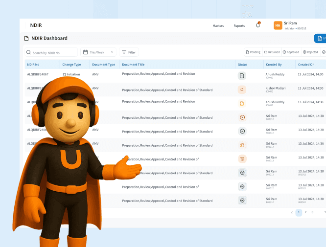 Upslide Mascot presenting NDIR software dashboard