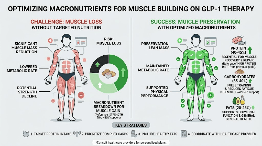 Optimal macronutrient ratios for building muscle while on GLP-1 medications