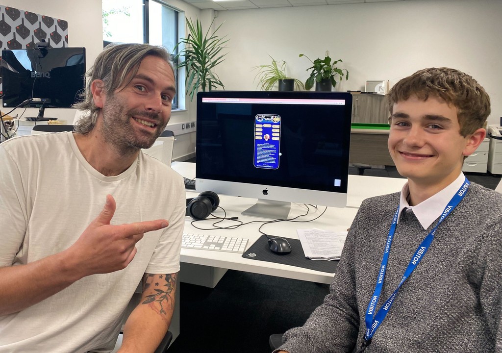 Photo of Jon with Jack, a work experience student