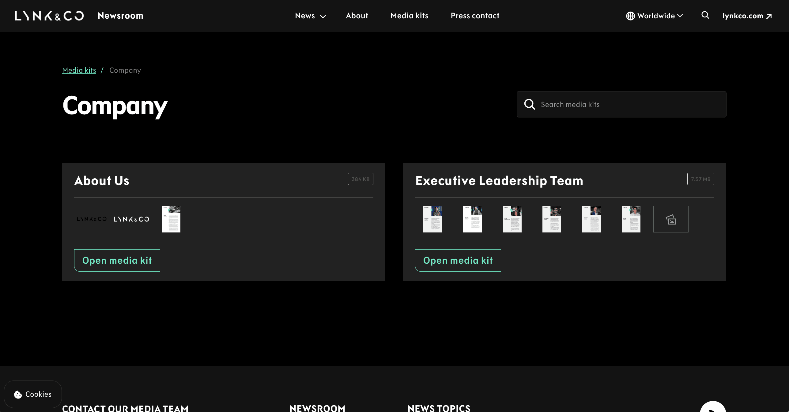 Lynk&Co's branded online newsroom