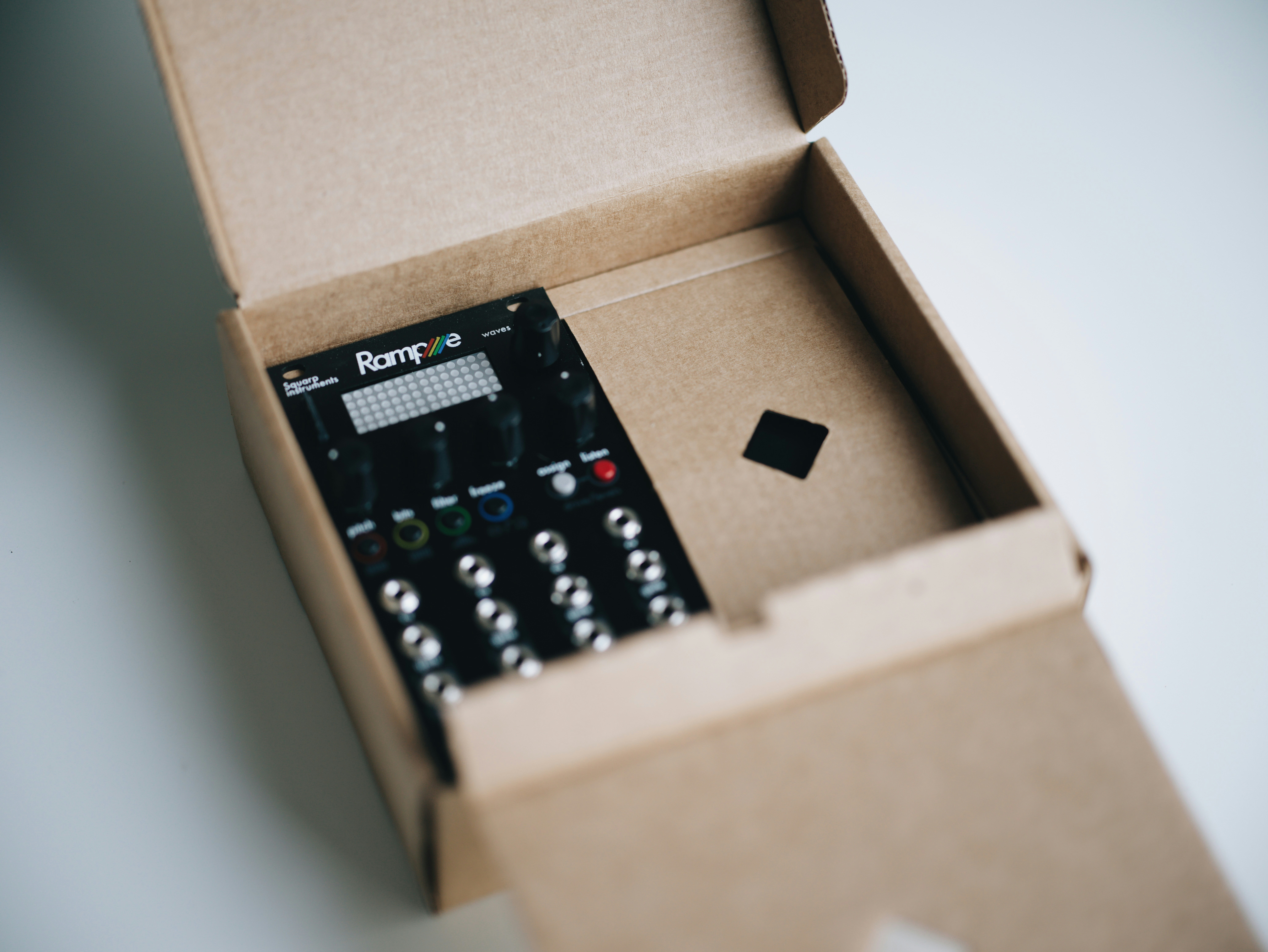 close-up shot of an electric item in a carboard box