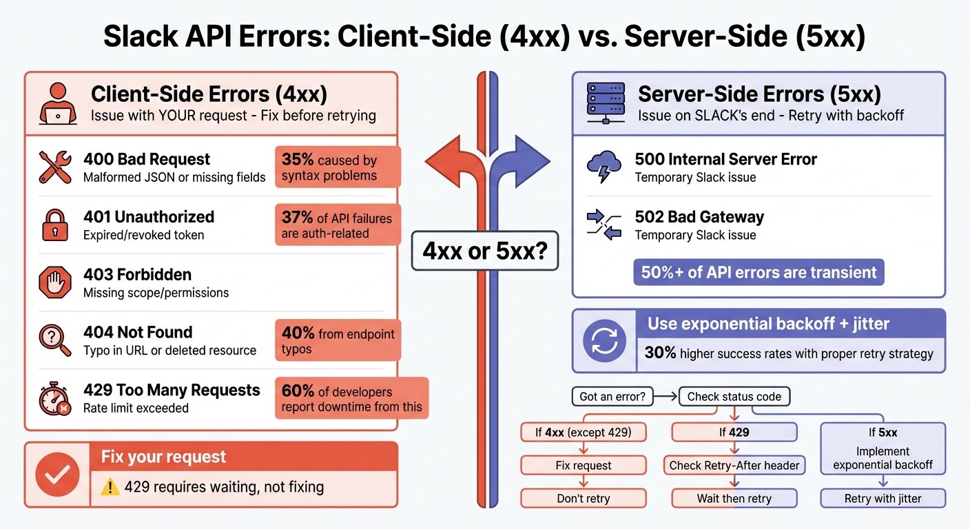Slack API Error Types: 4xx vs 5xx Response Codes Quick Reference Guide