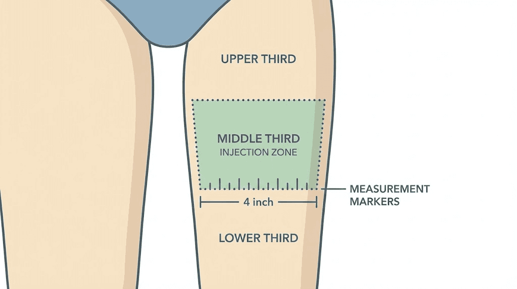 Correct tirzepatide thigh injection site location guide