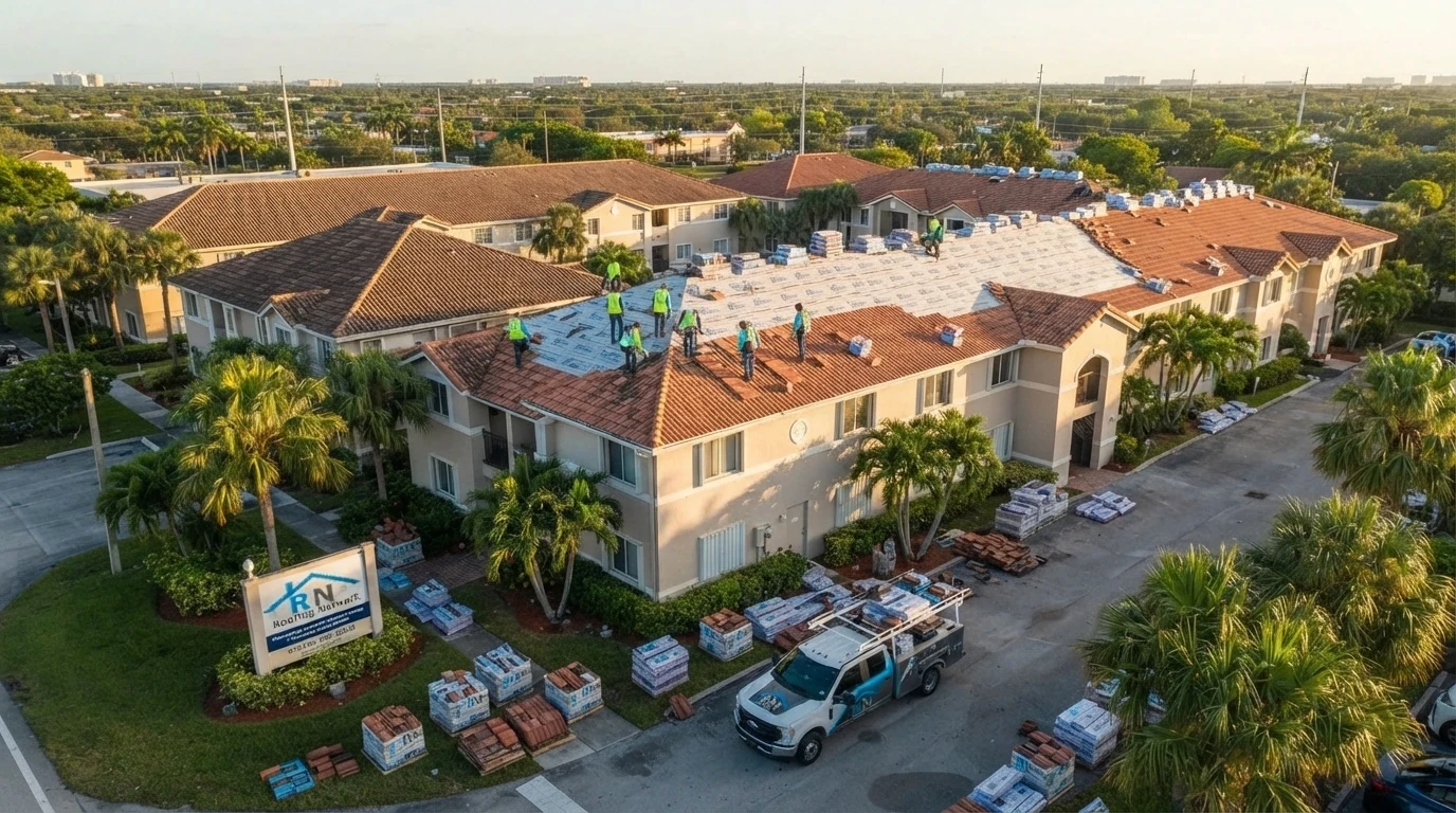 Phased HOA roof replacement on a Coral Springs condominium building