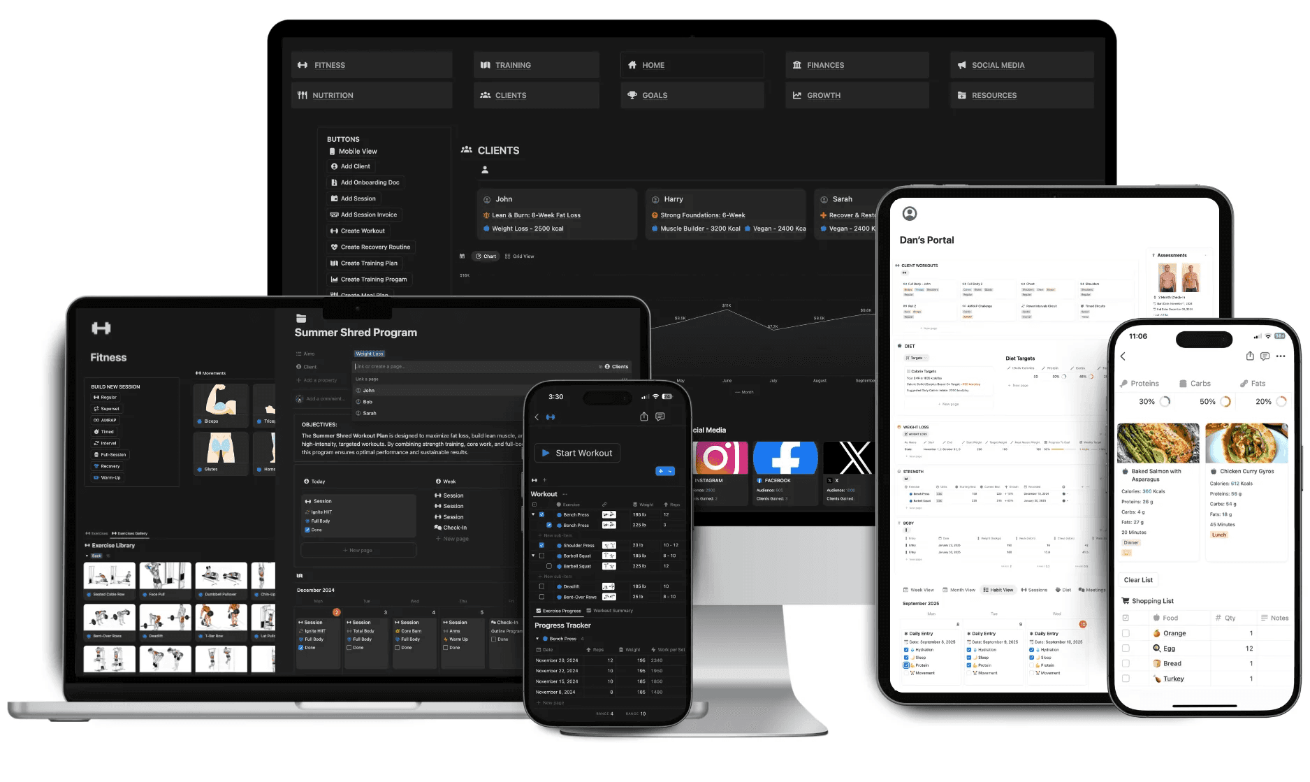 showing devices with fitness coaching on notion