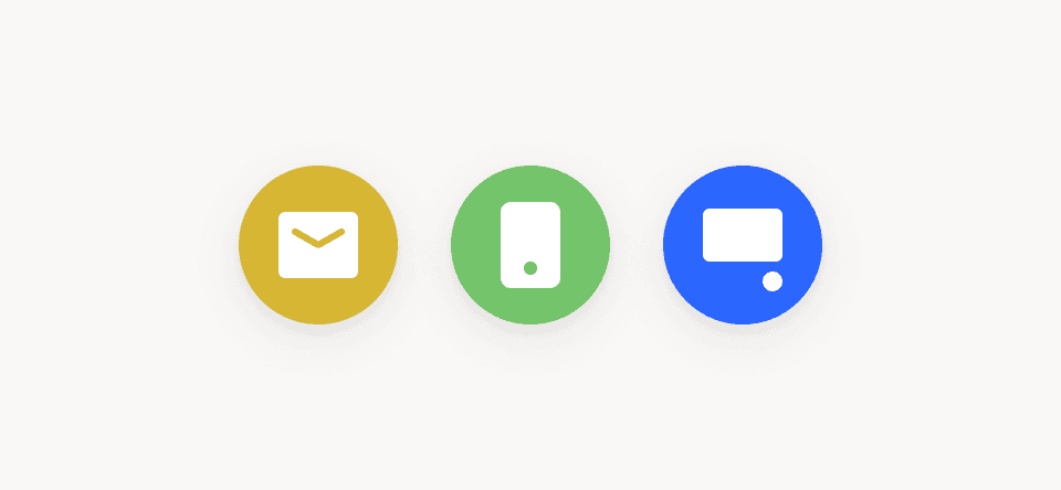 Email, SMS and live chat icons