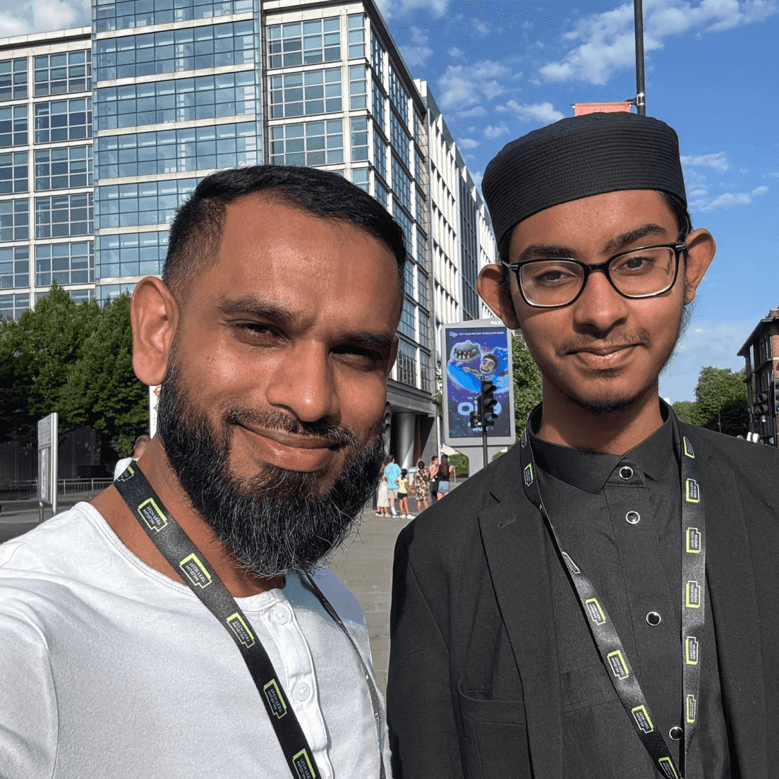 Muhsin Ataul with Kazi Shafiqur Rahman at Muslim Tech Fest 2025.