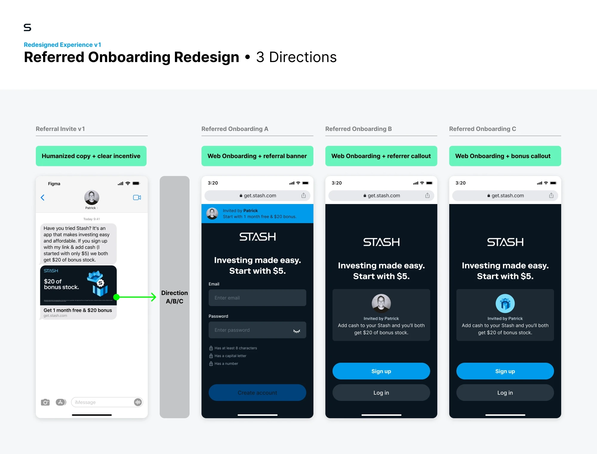 Stash referral onboarding redesign