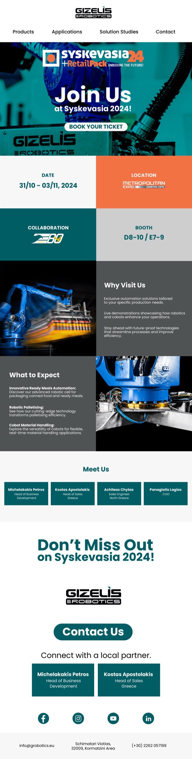 Gizelis Robotics email newsletter: Syskevasia 2024
