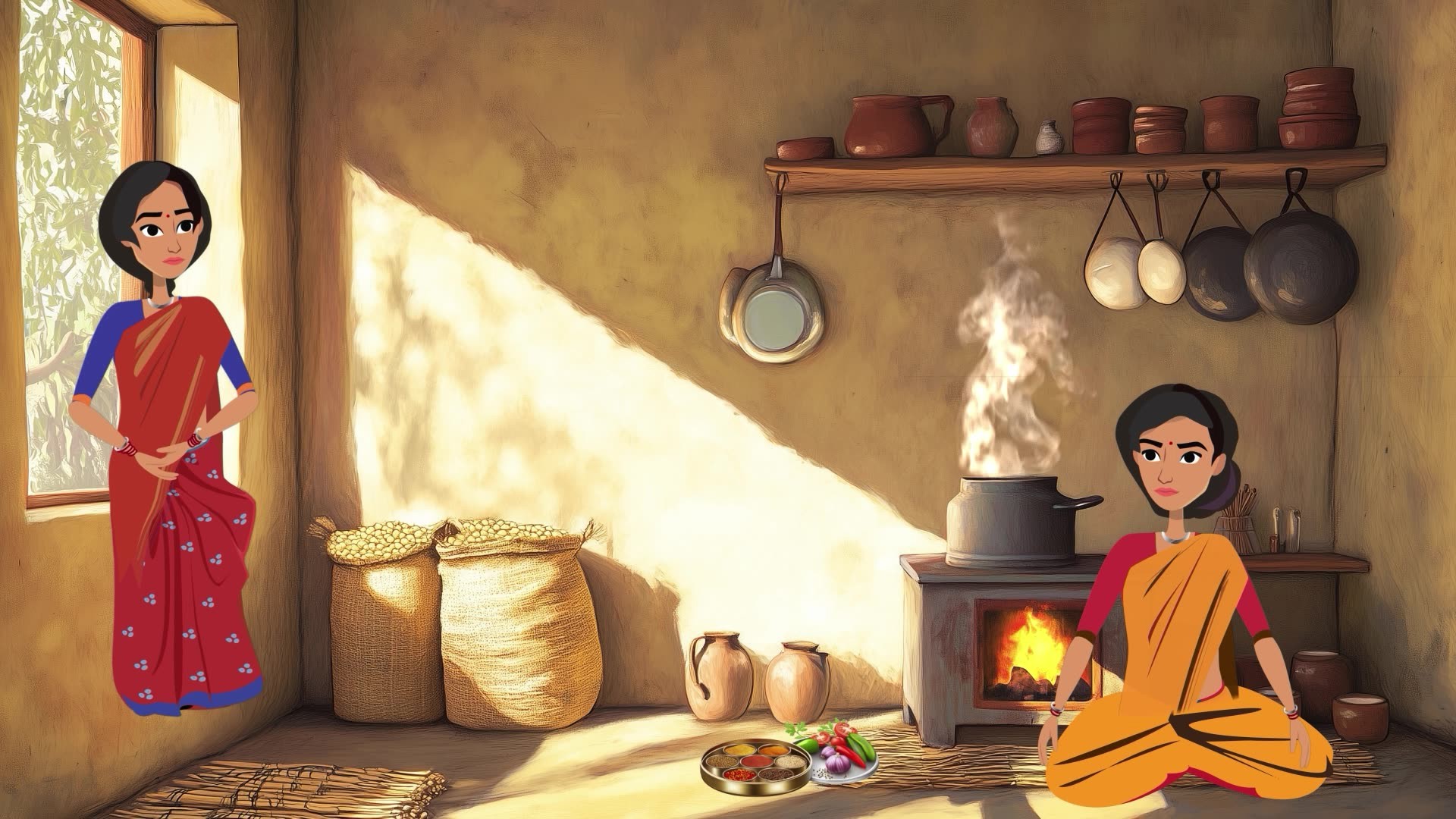 Educational animation explaining steps to access MNREGA work and payments through Jamni’s story.