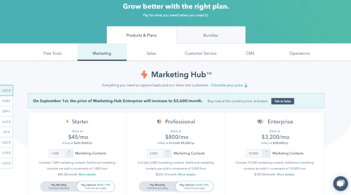 hubspot pricing