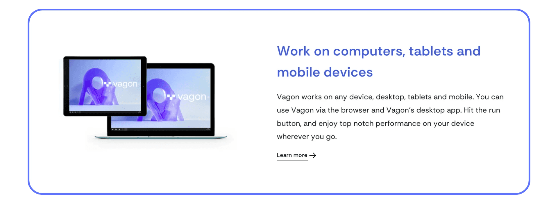 Vagon cloud computer running on both a laptop and a tablet using the same desktop environment