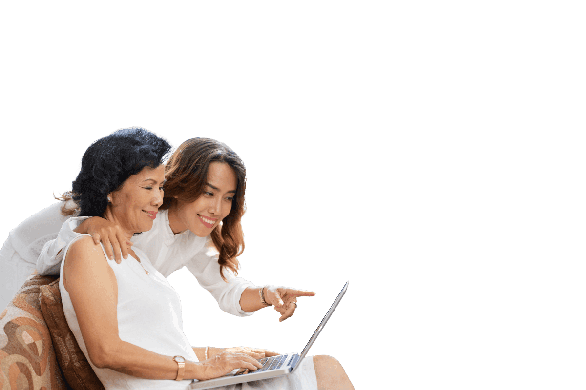 Middle aged Filipinos in a laptop or tablet