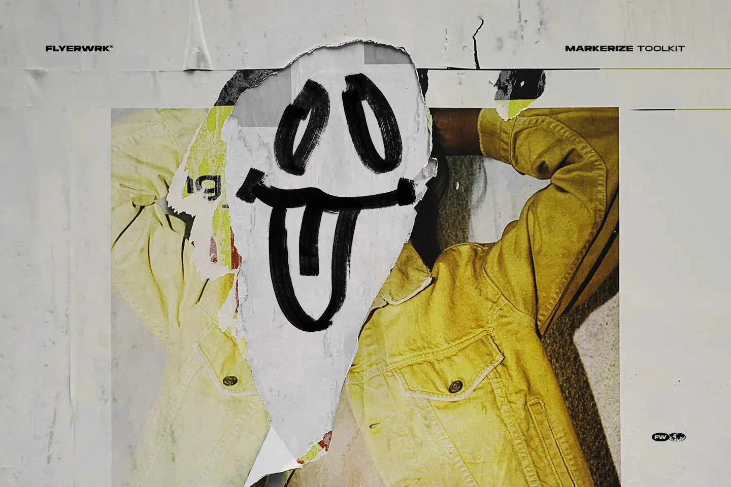 Markerize hand drawn marker illustration used in an urban street poster mockup for creative branding