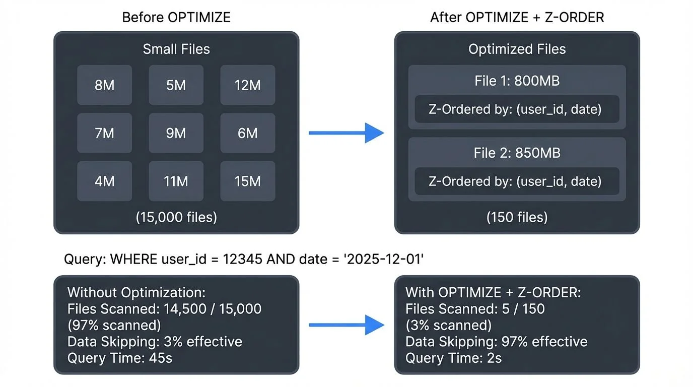 OPTIMIZE and Z-ORDER transformation workflow