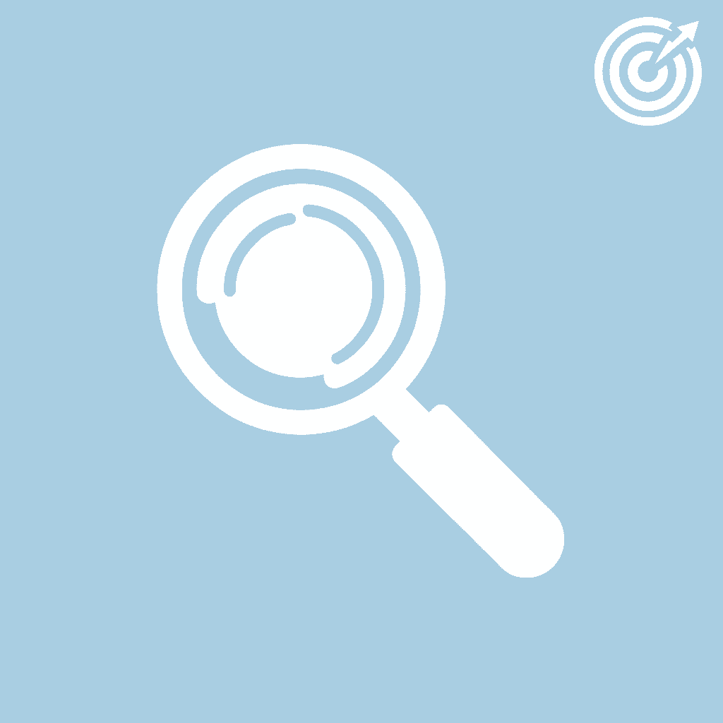 Magnifying glass icon representing focused competitive analysis