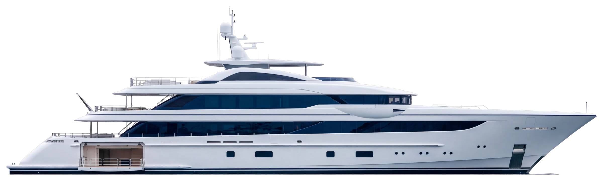 Side view of a 72-metre motor yacht