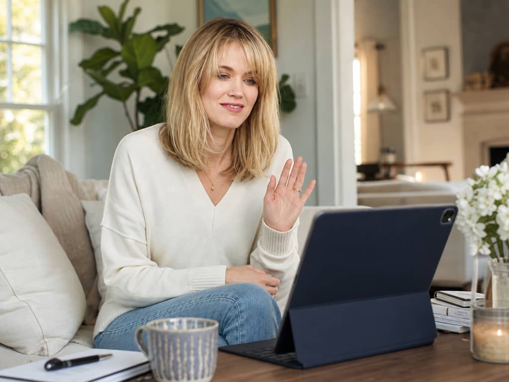 Woman beginning a telehealth consultation with a Hero Health & Hormone provider from her Charleston, SC home