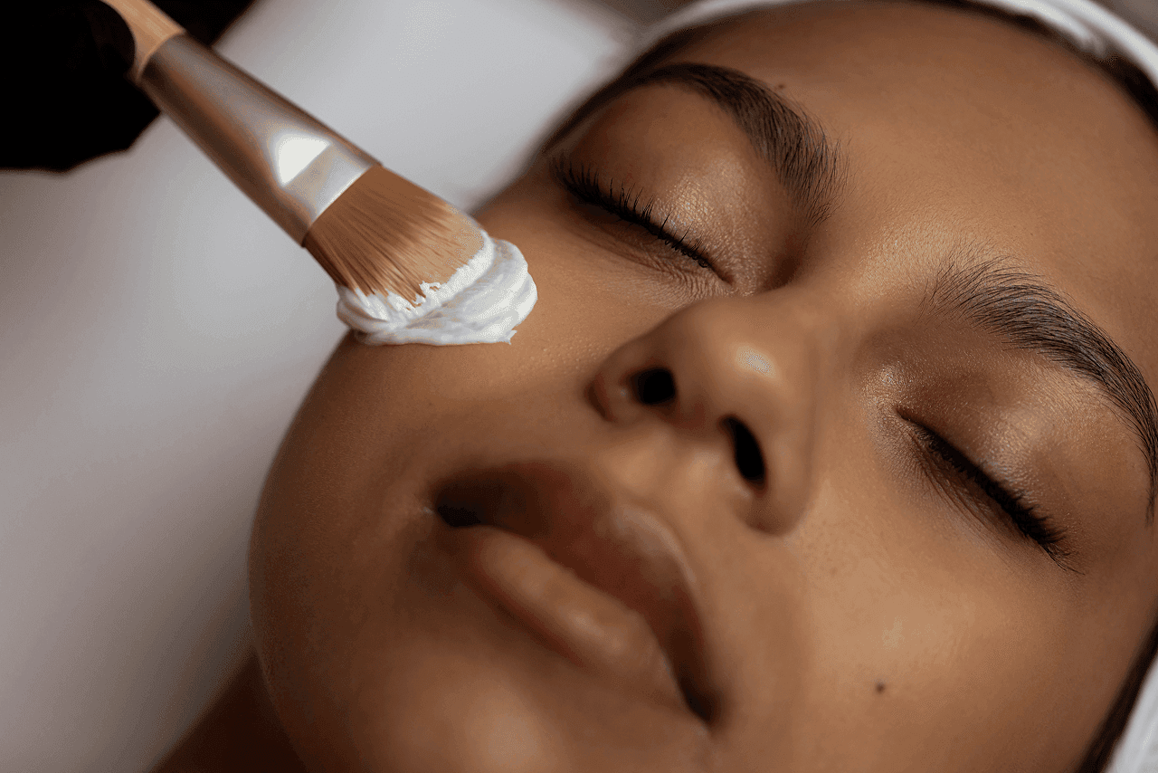 A woman having facial treatments