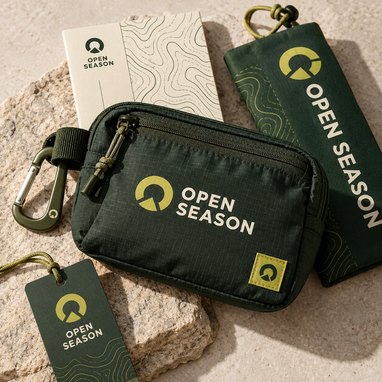 Open Season brand identity — outdoor equipment design presentation