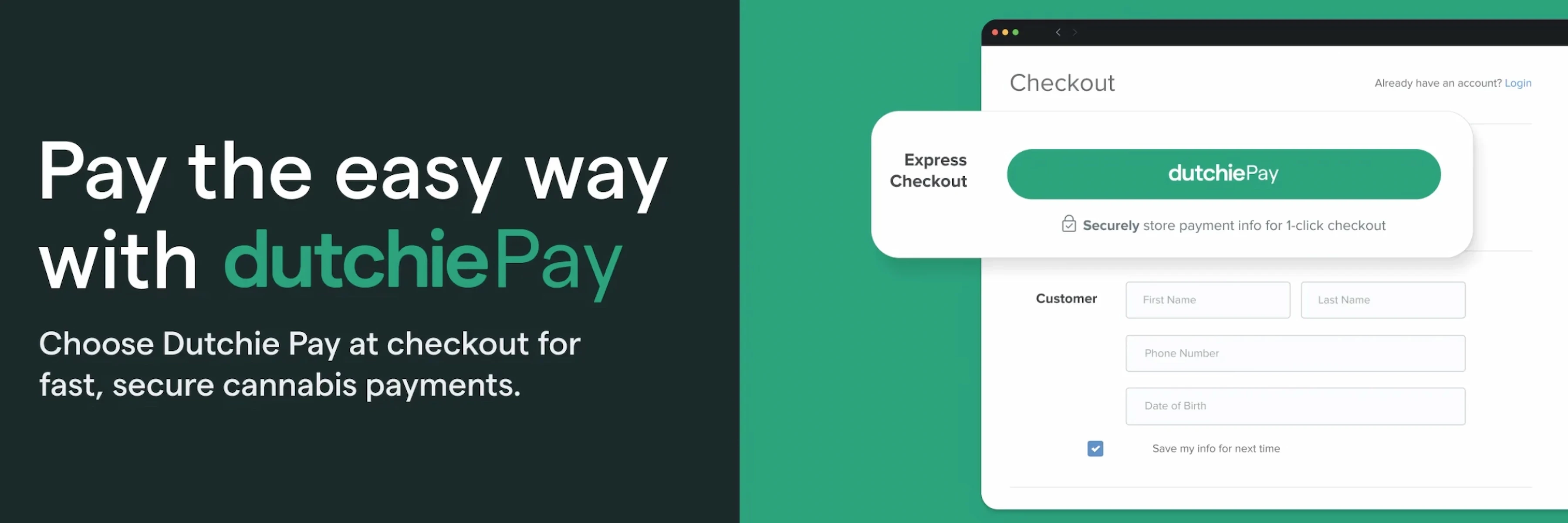 Organic Farms Cannabis Dispensary Signup for Dutchie Pay