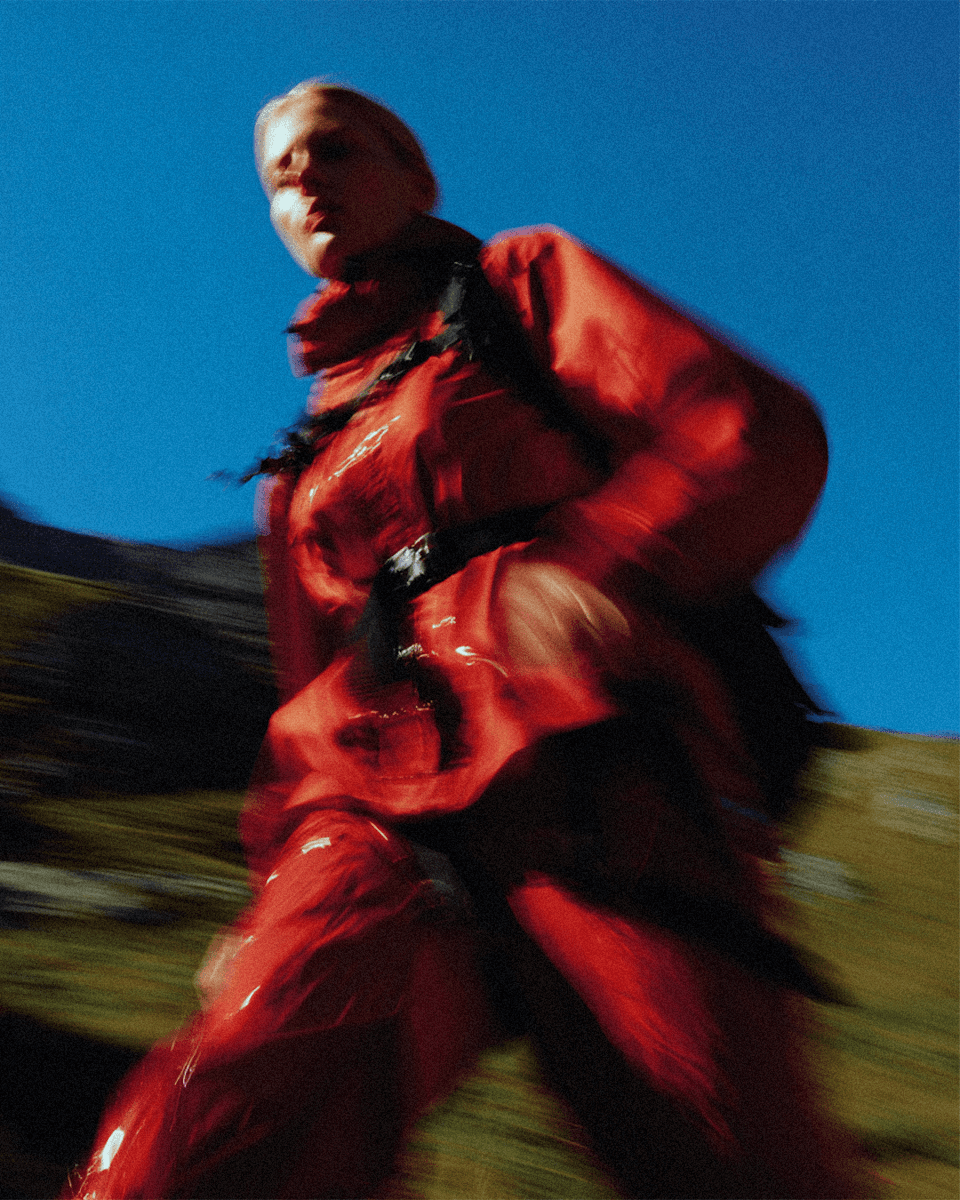 a wommen in trekking gear