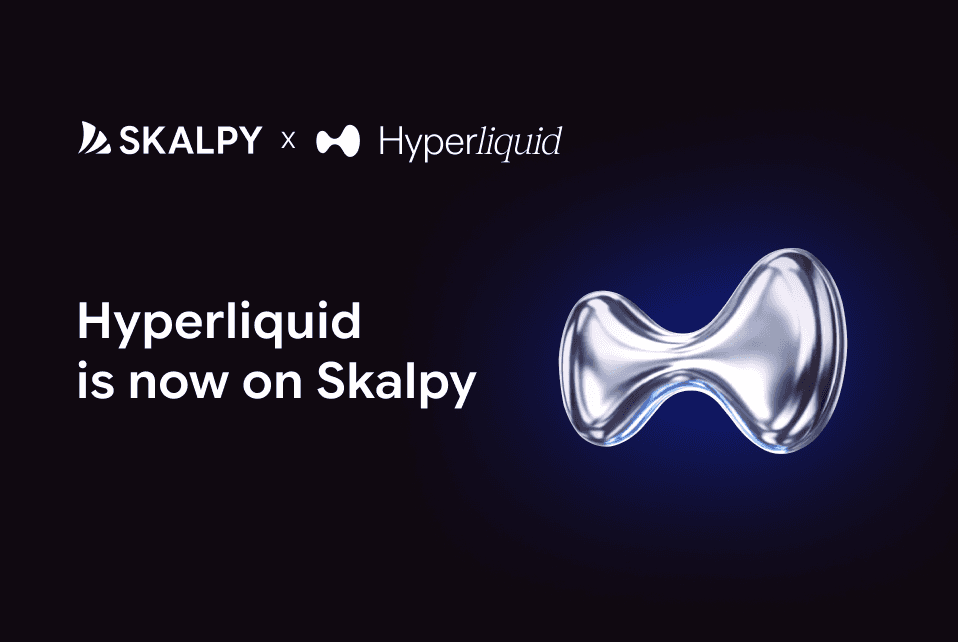Cover image for the article “Hyperliquid in Skalpy: More Markets, Maximum Speed” showing a high-performance trading interface with fast-executing crypto charts and multiple markets displayed.