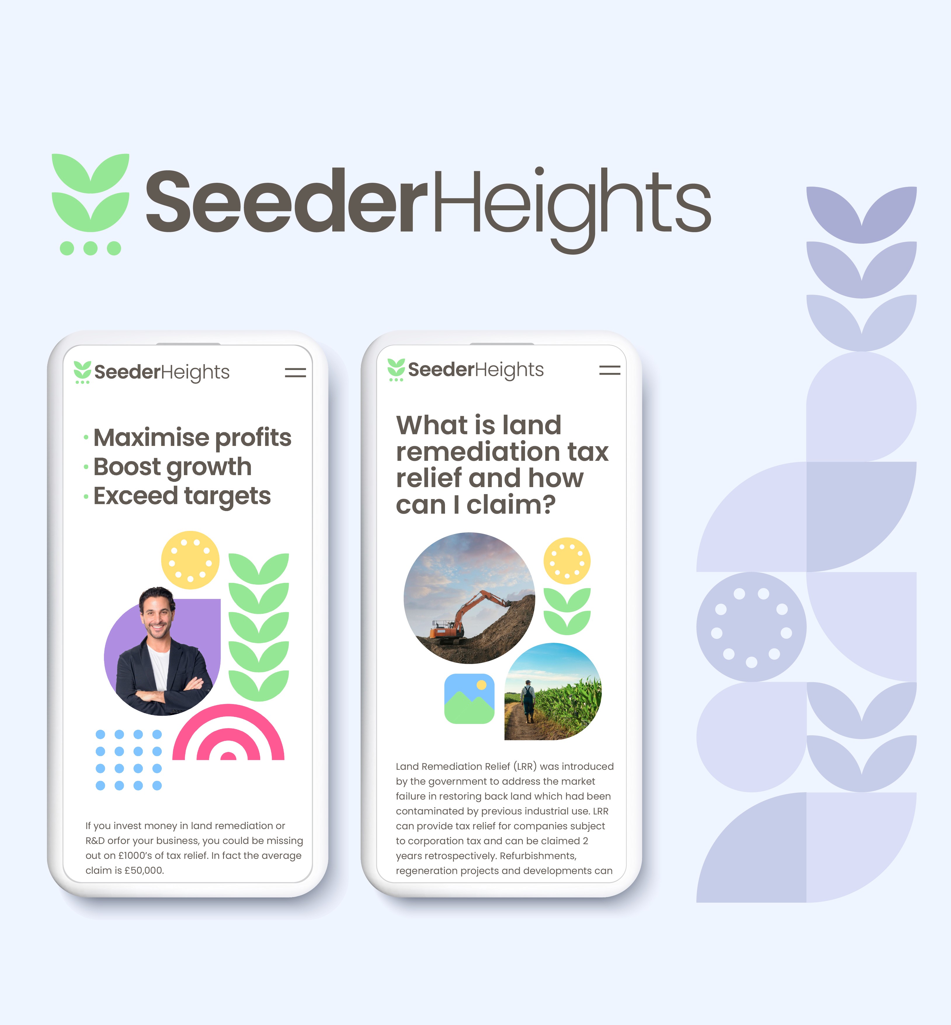 Seeder Heights Website and brand pattern