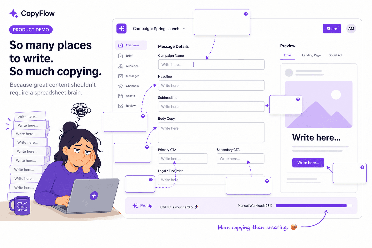 Interactive demo with many manual tooltip fields to fill in