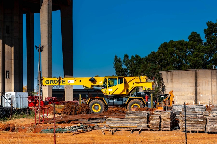 Crane and heavy lifting equipment on a bridge construction site