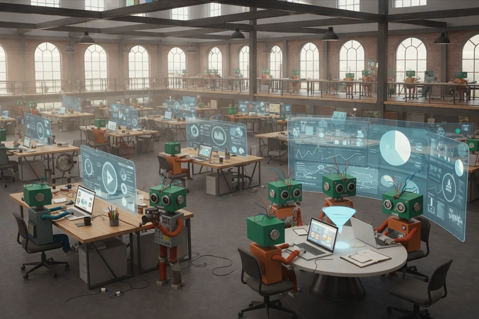 Equipo de marketing digital analizando datos y estrategias de crecimiento en un entorno tecnológico colaborativo