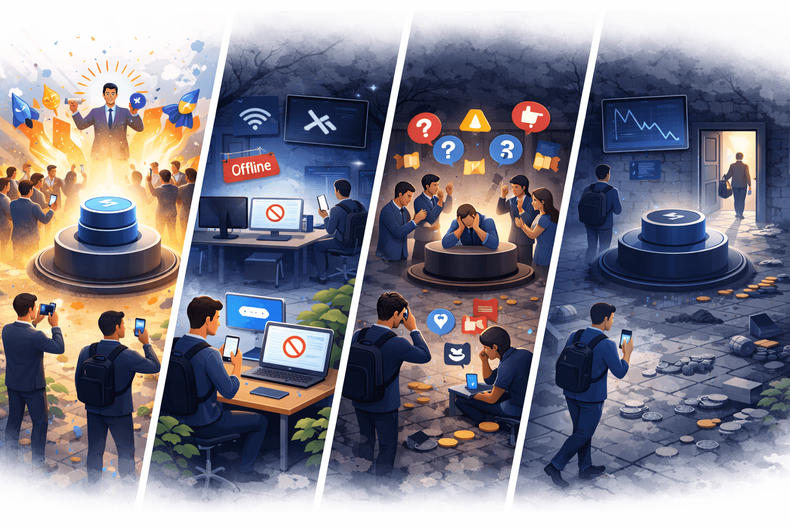 An illustration that shows the most popular reasons of why the majority of Web3 projects fail