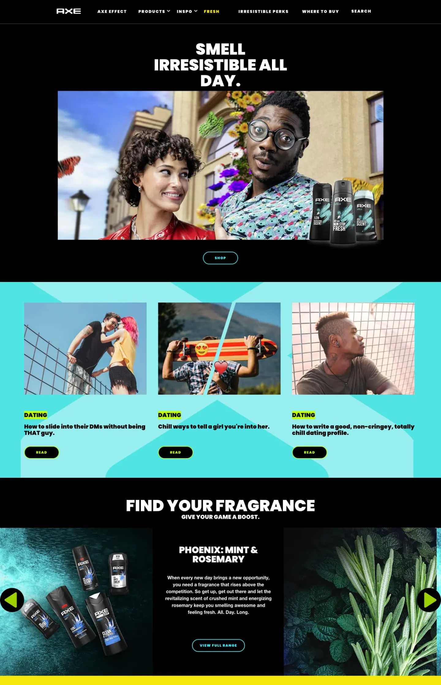 Axe Epic Fresh Landing Page Design