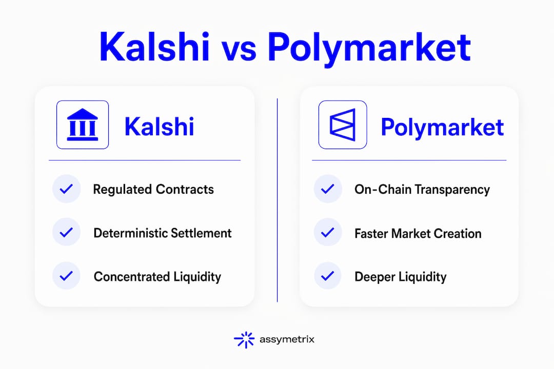 Infographic comparing Kalshi and Polymarket data features