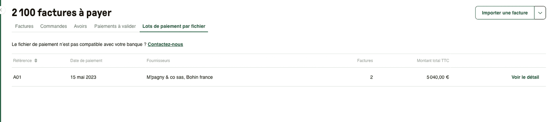 Lots de paiement par fichier