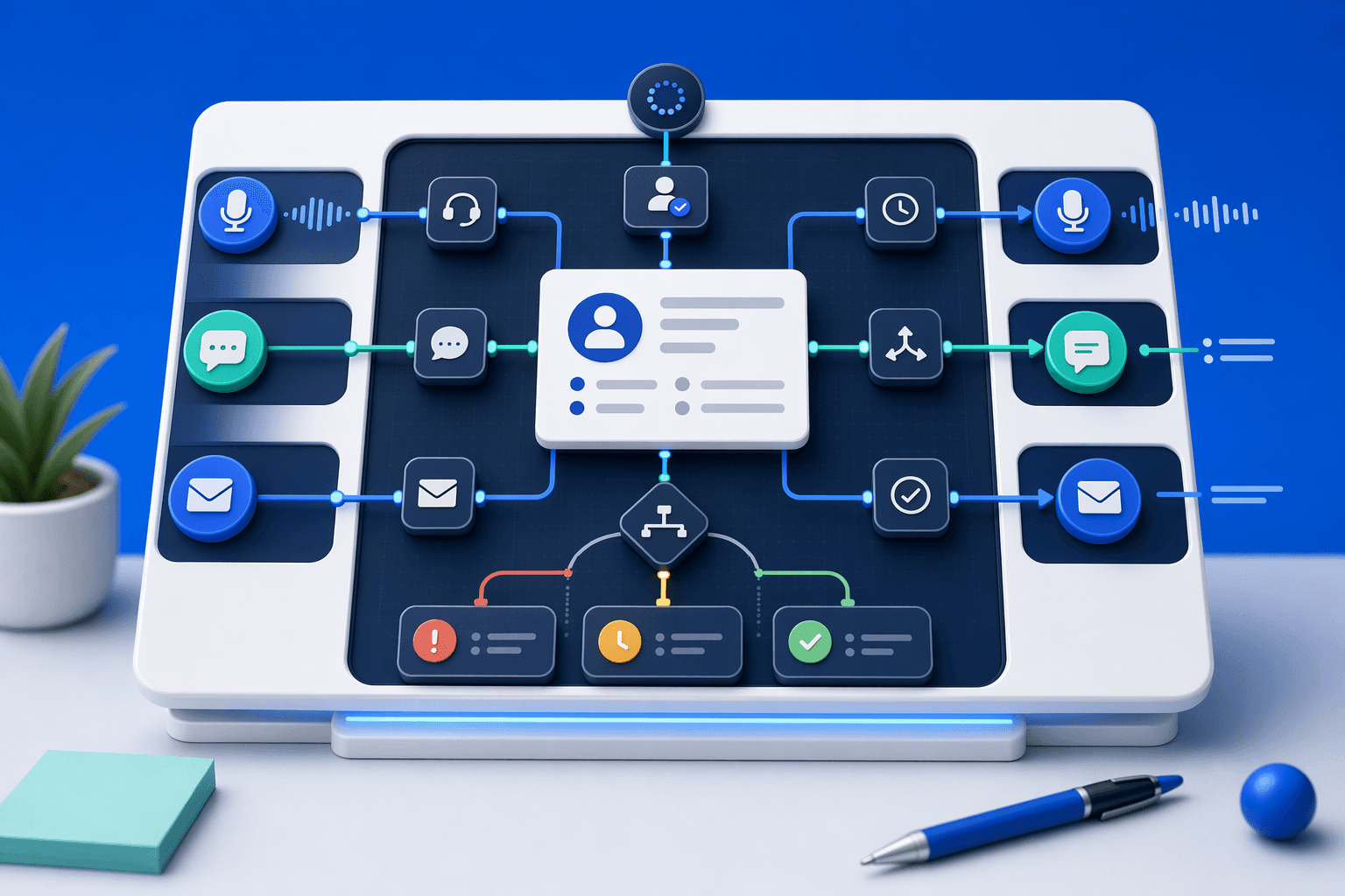 Illustration for: Omnichannel Reach: Voice, Email, and SMS Coordination