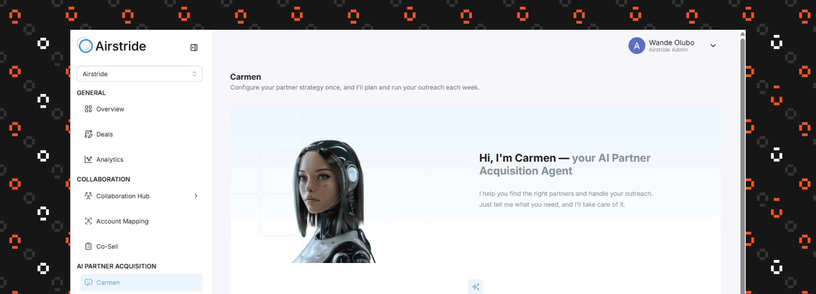 Airstride showing Analytics of a partner company.