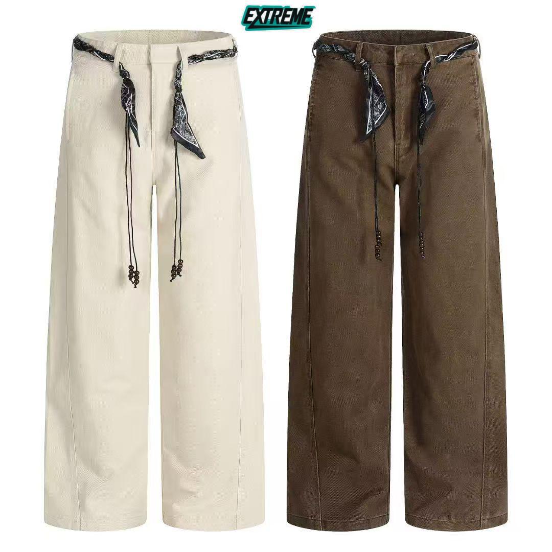 three assorted-color denim bottoms