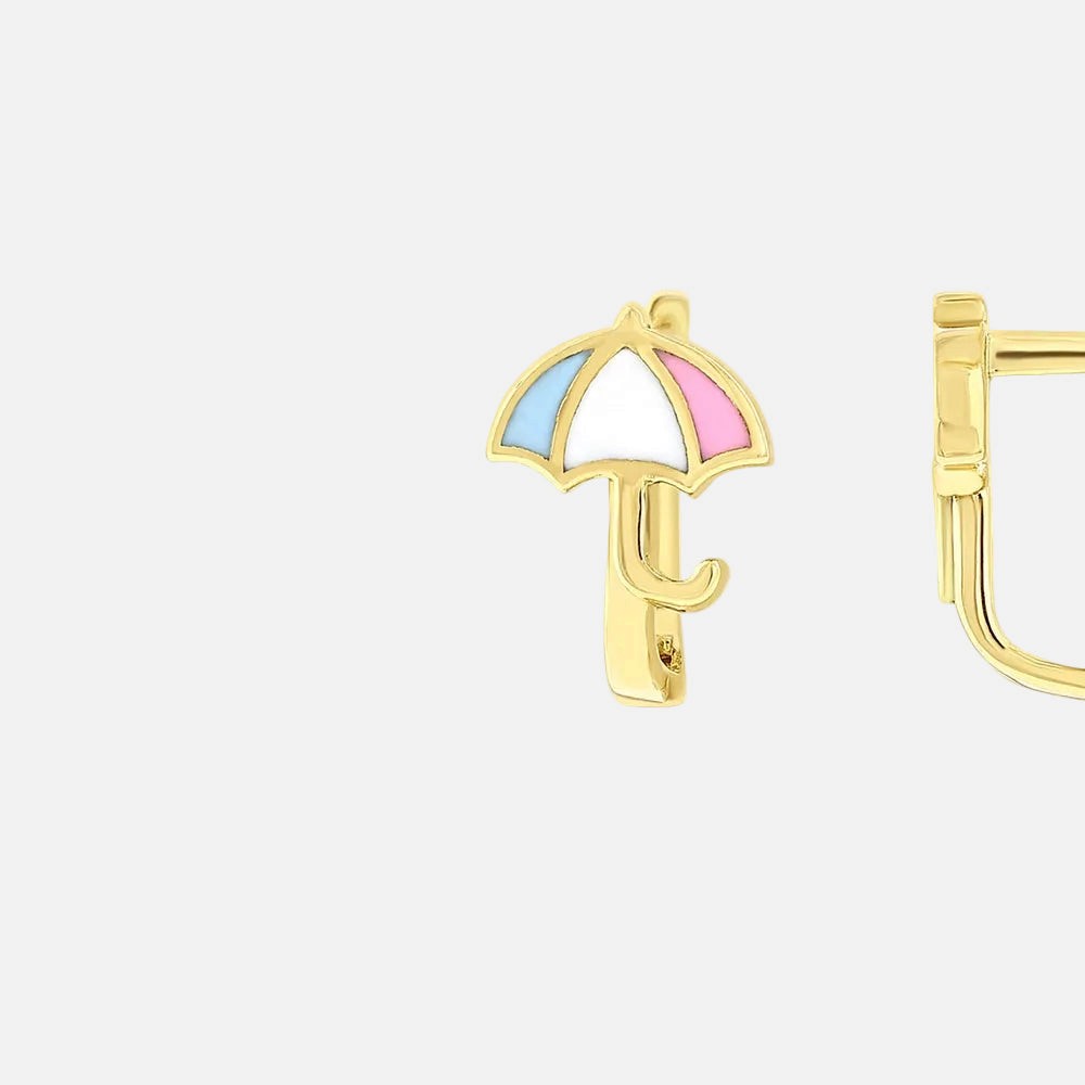 Şemsiye Figürlü 14 Ayar Altın Çocuk Küpesi Zarif Tasarım