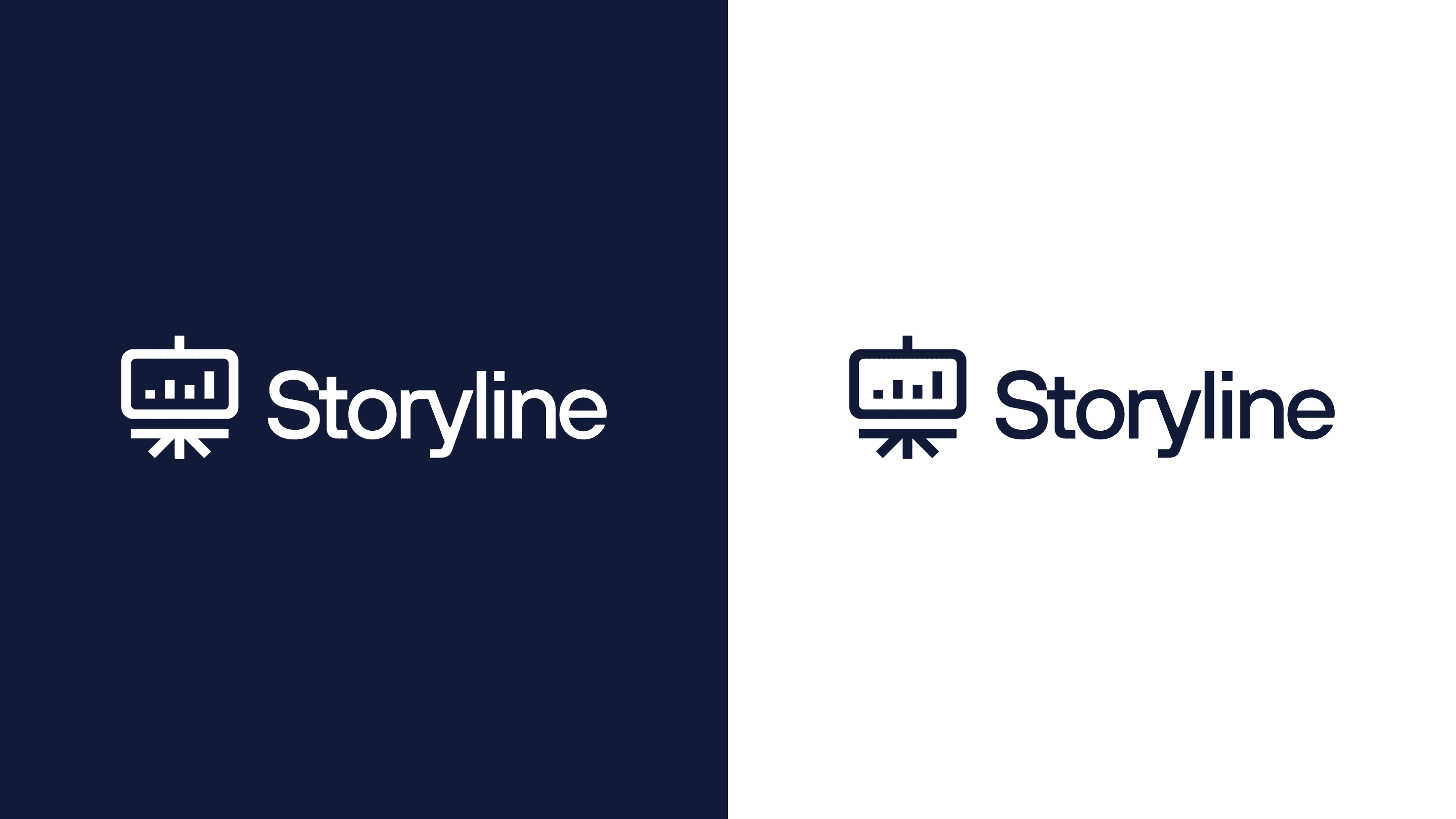 Storyline negative & positive monochrome logos.