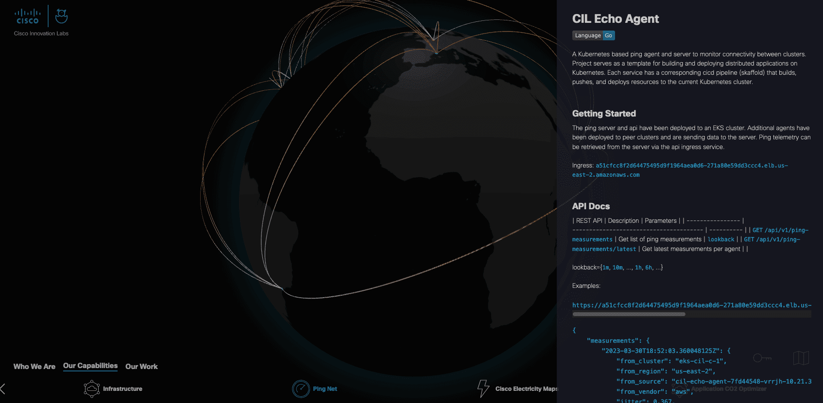 Website depcting 3D globe