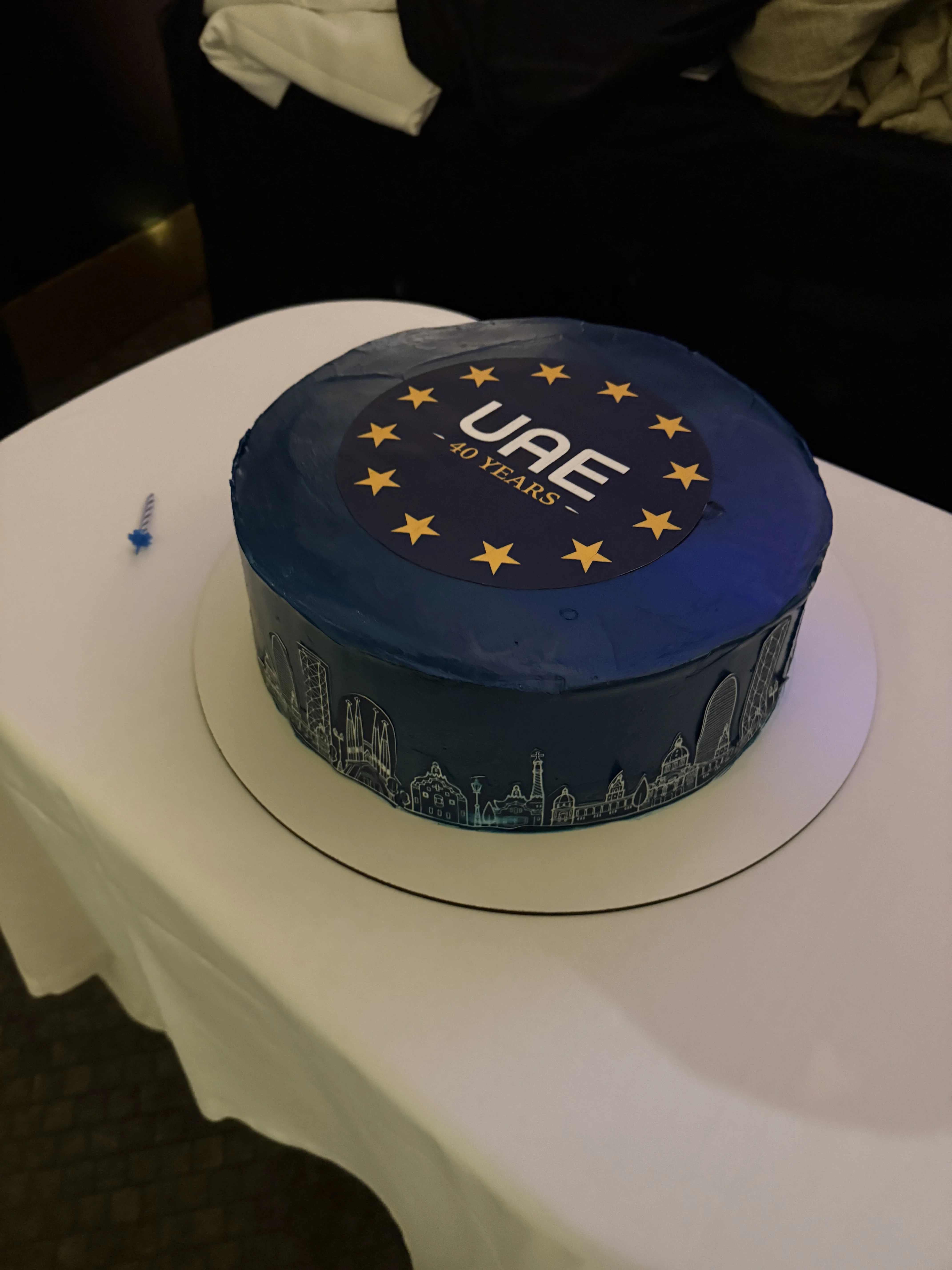 Blue cake with the UAE logo