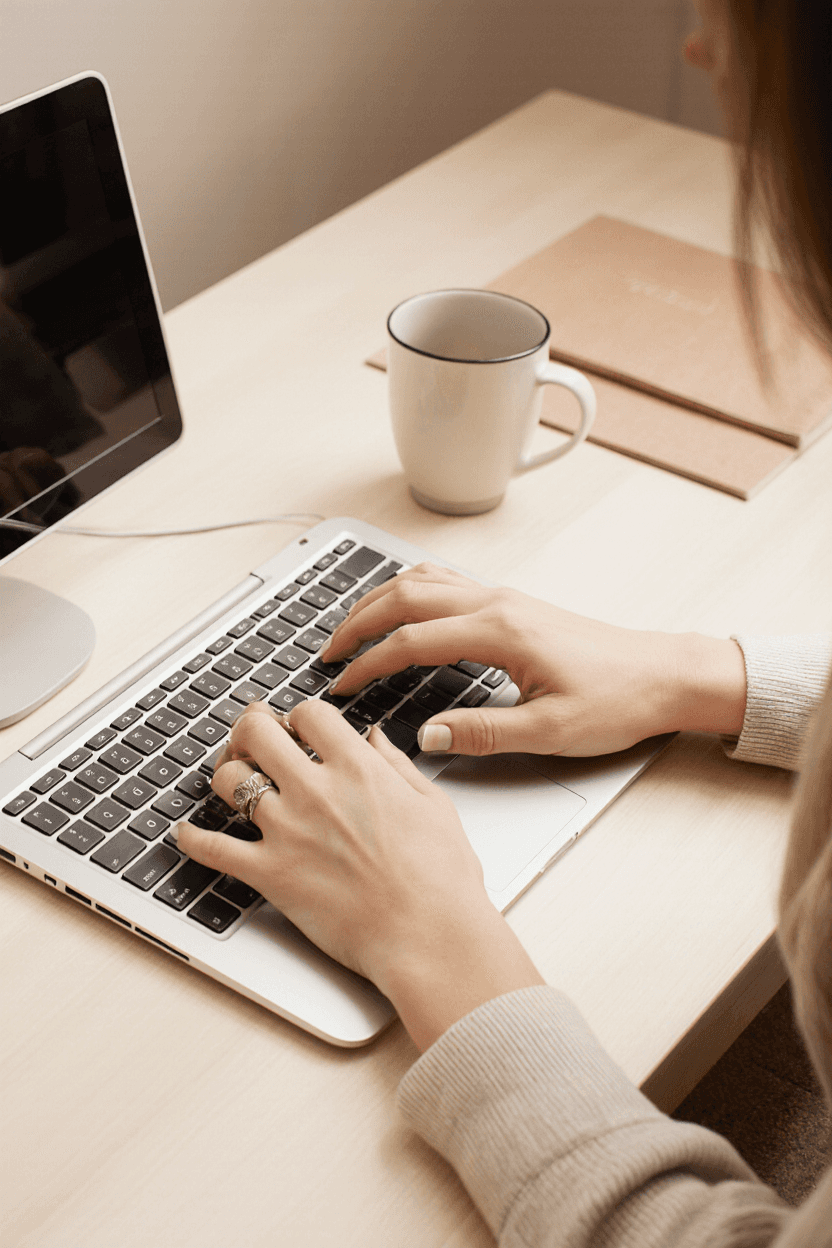 hands working on computer