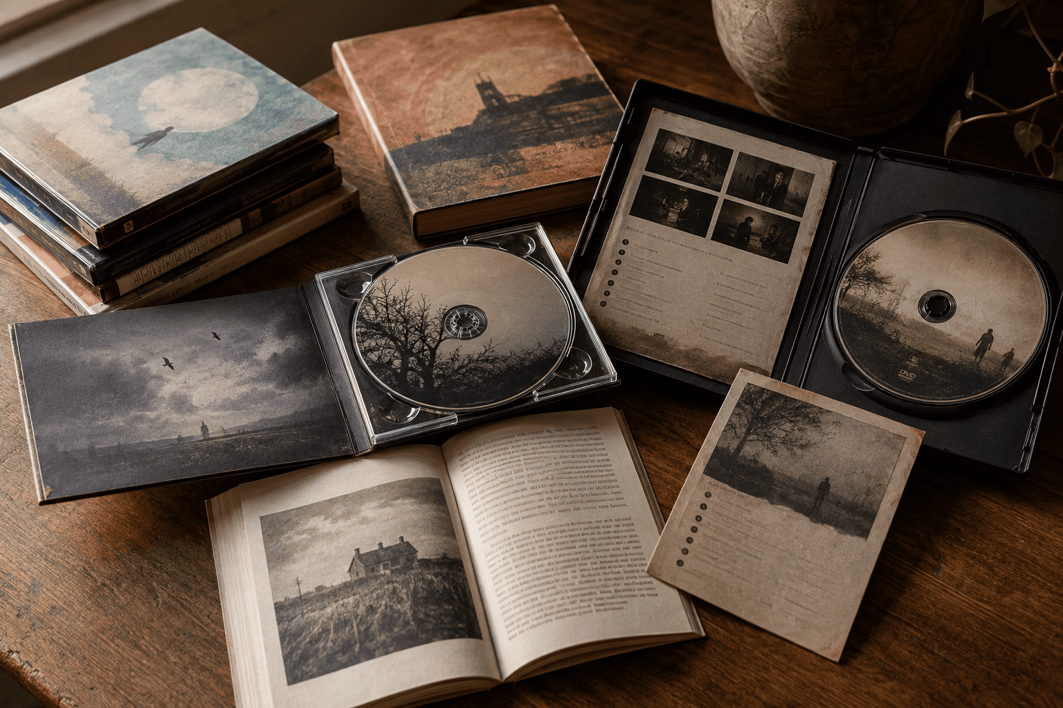 CD liner notes, DVD bonus materials, and collectible physical editions