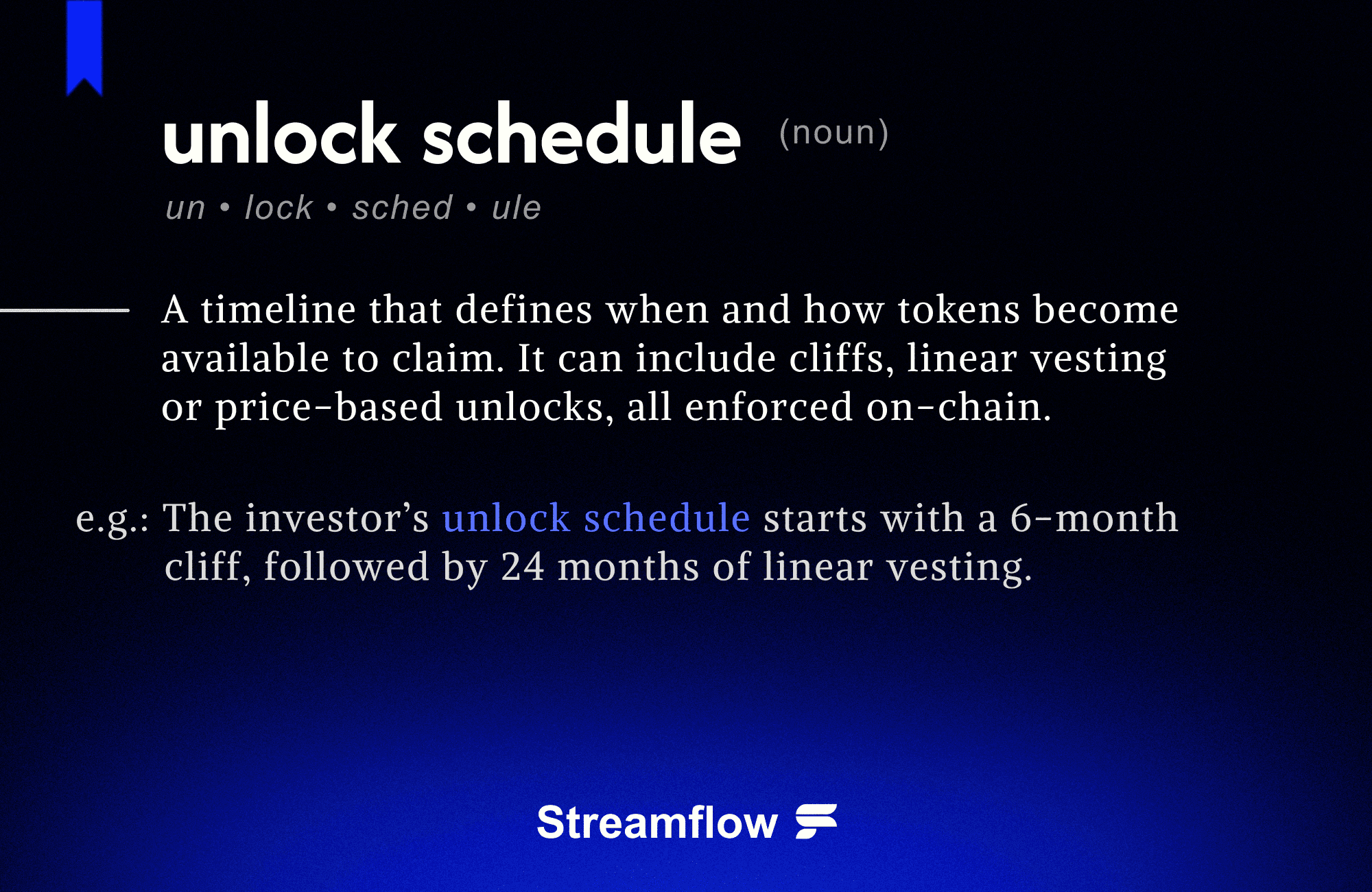 Explanation of an unlock vesting schedule on Streamflow for Solana tokens