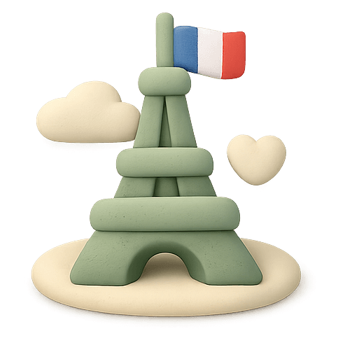 Eiffel Tower with Flag
