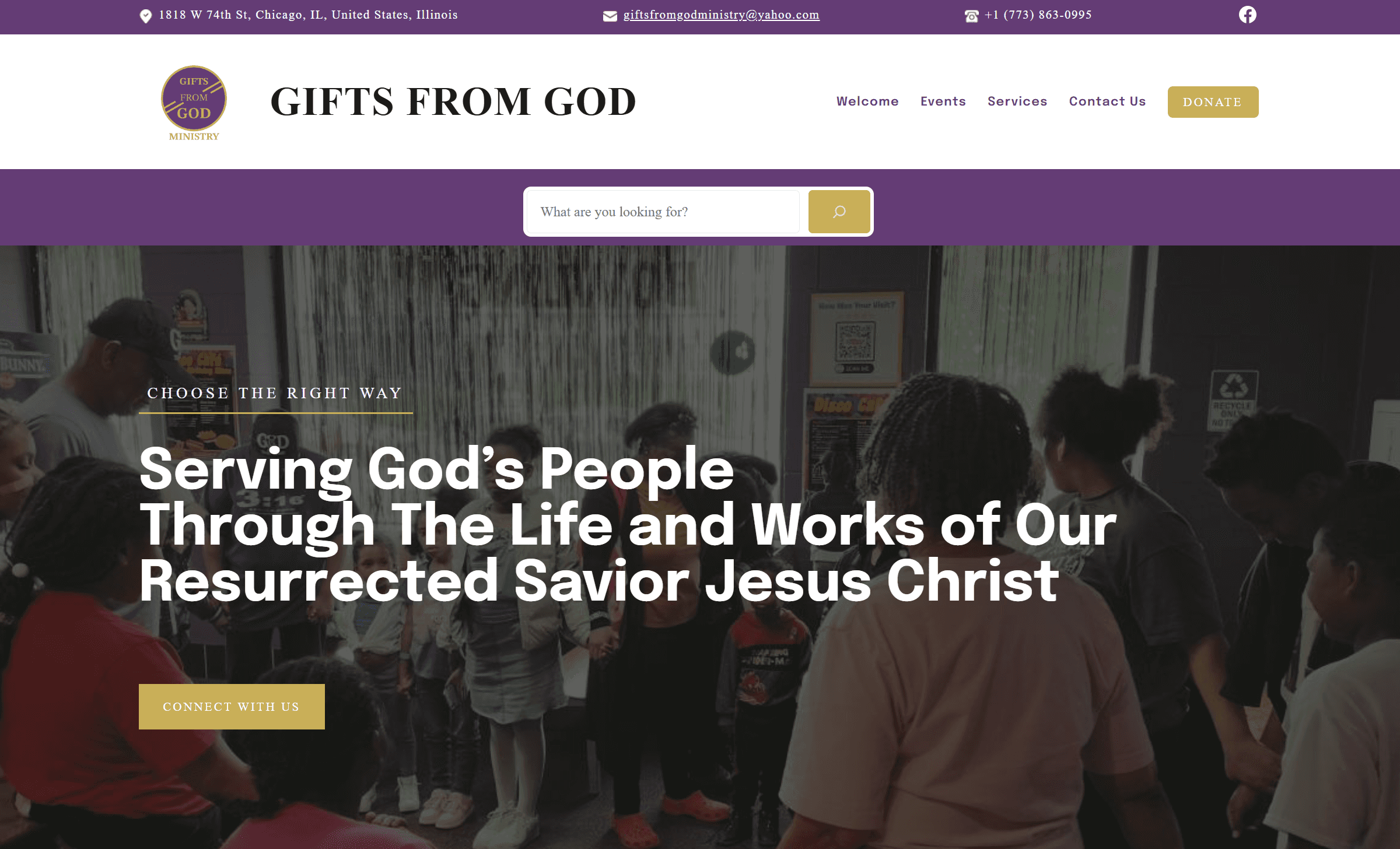Church website homepage