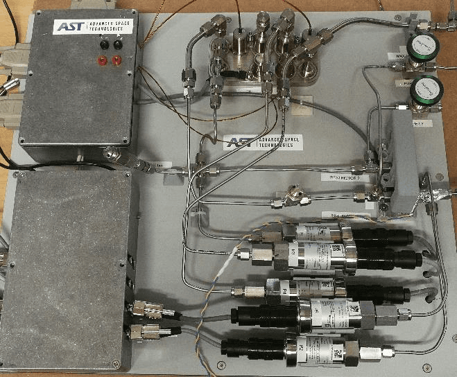 Figure 3: Propellant Flow Control Unit EBB (on top) with driver electronics