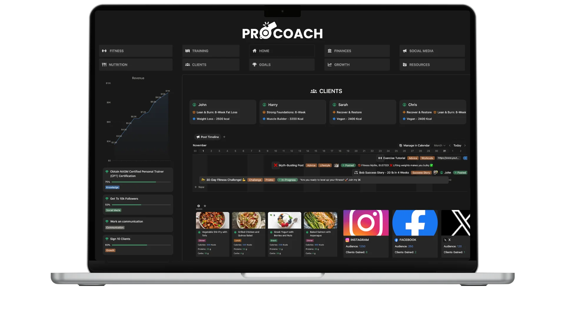 personal trainer notion template dashboard